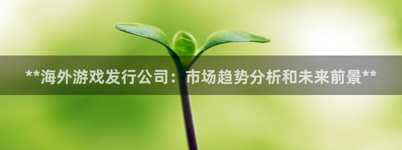 蓝狮子财经丛书：**海外游戏发行公司：市场趋势分析和未来前景**